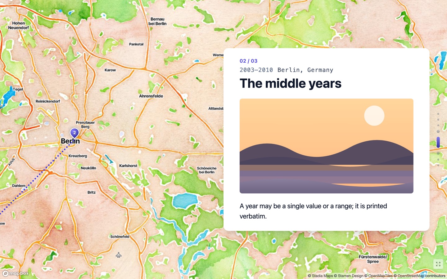 The same deck on the Stamen Watercolor basemap